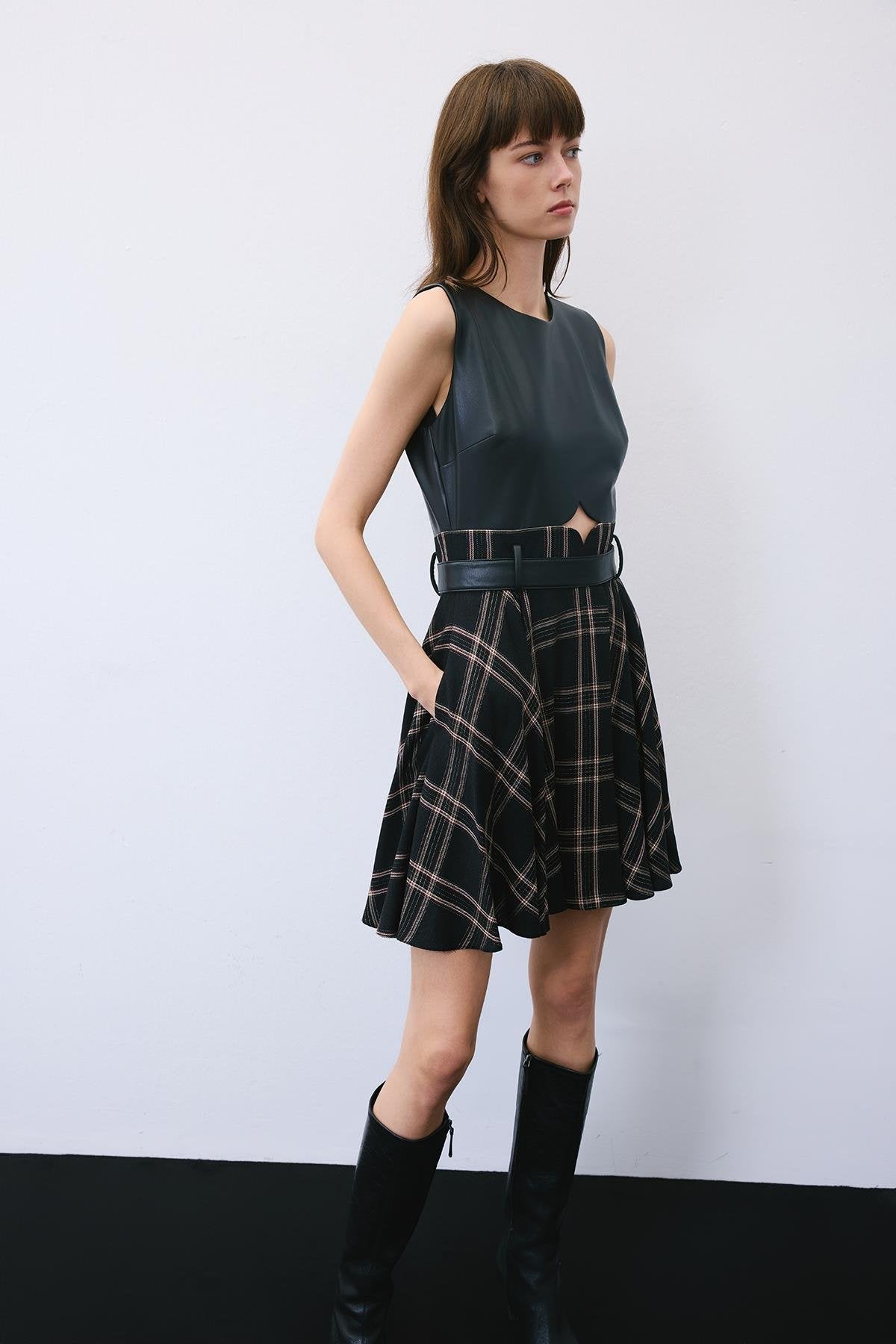 Glitter Plaid  Mini Dress