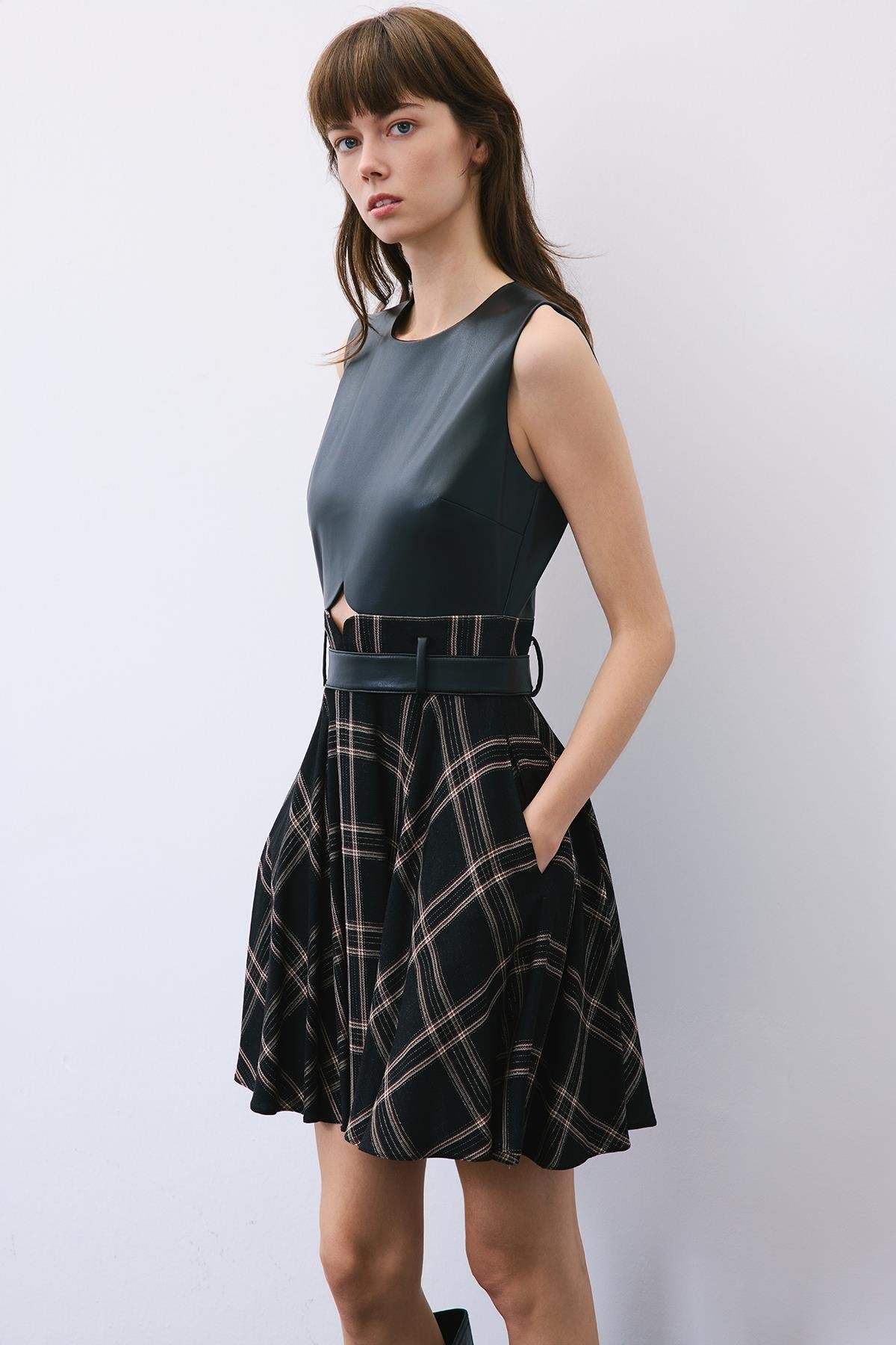 Glitter Plaid  Mini Dress