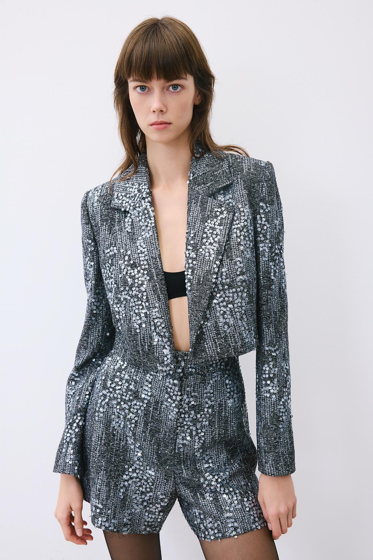 Cropped Sequin Jacket