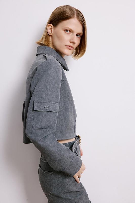 Gray Denim Long Sleeve Shirt