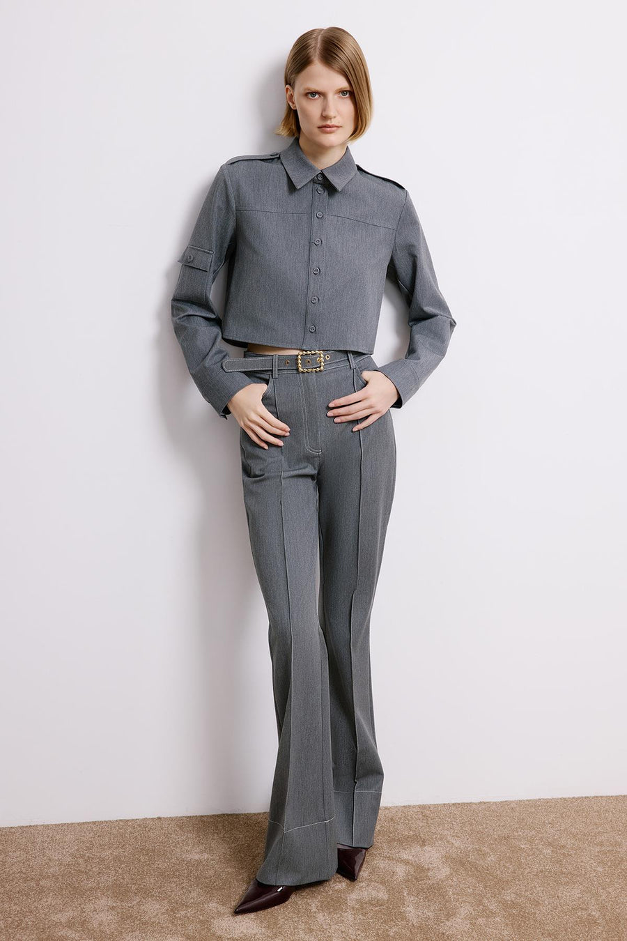 Gray Denim Long Sleeve Shirt