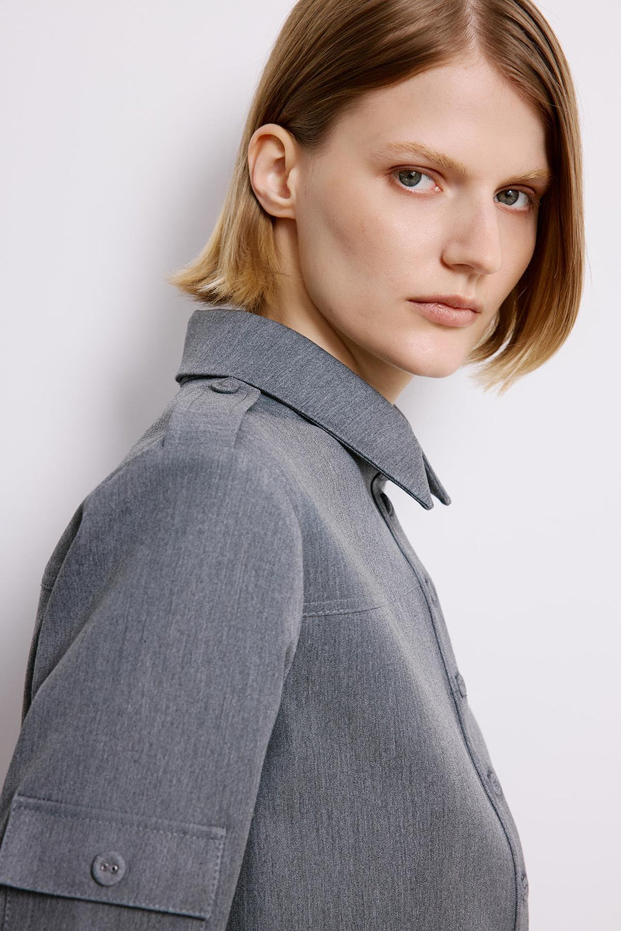 Gray Denim Long Sleeve Shirt