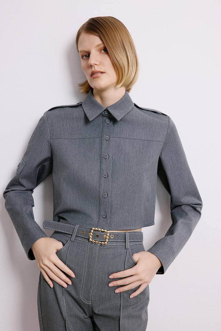 Gray Denim Long Sleeve Shirt