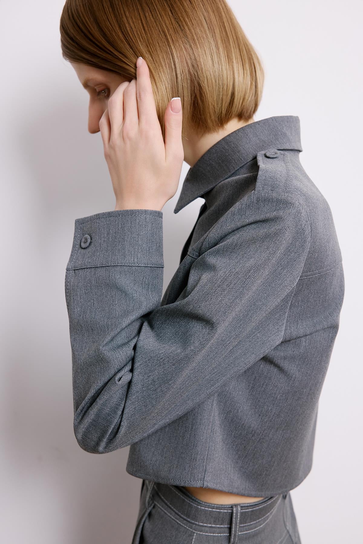 Gray Denim Long Sleeve Shirt