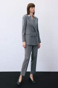 Grey Wool-blend Double-breasted Jacket