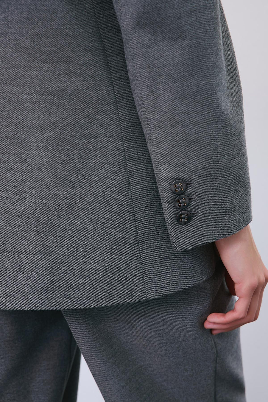 Gray Wool-Blend Double-Breasted Jacket