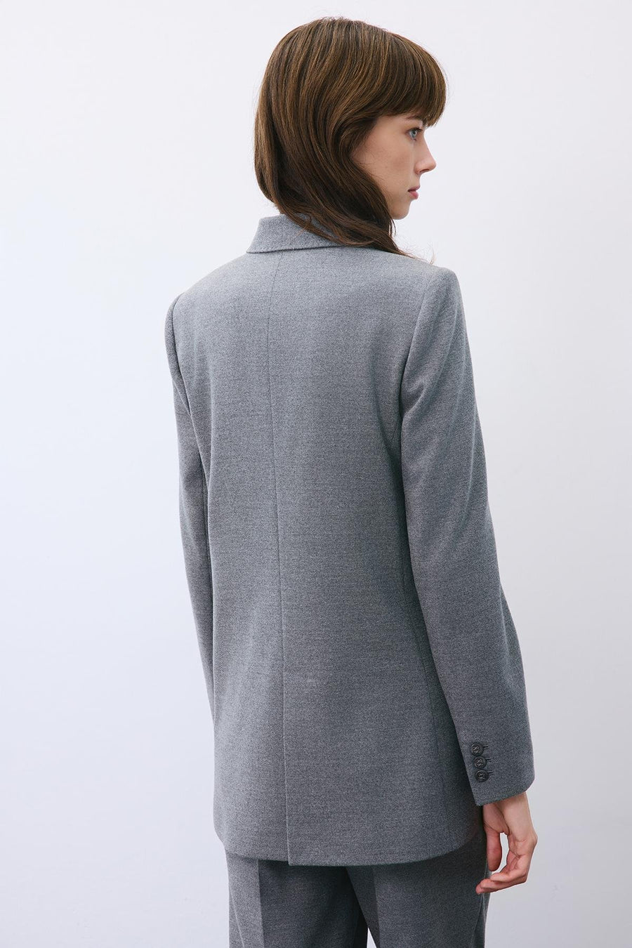 Gray Wool-Blend Double-Breasted Jacket