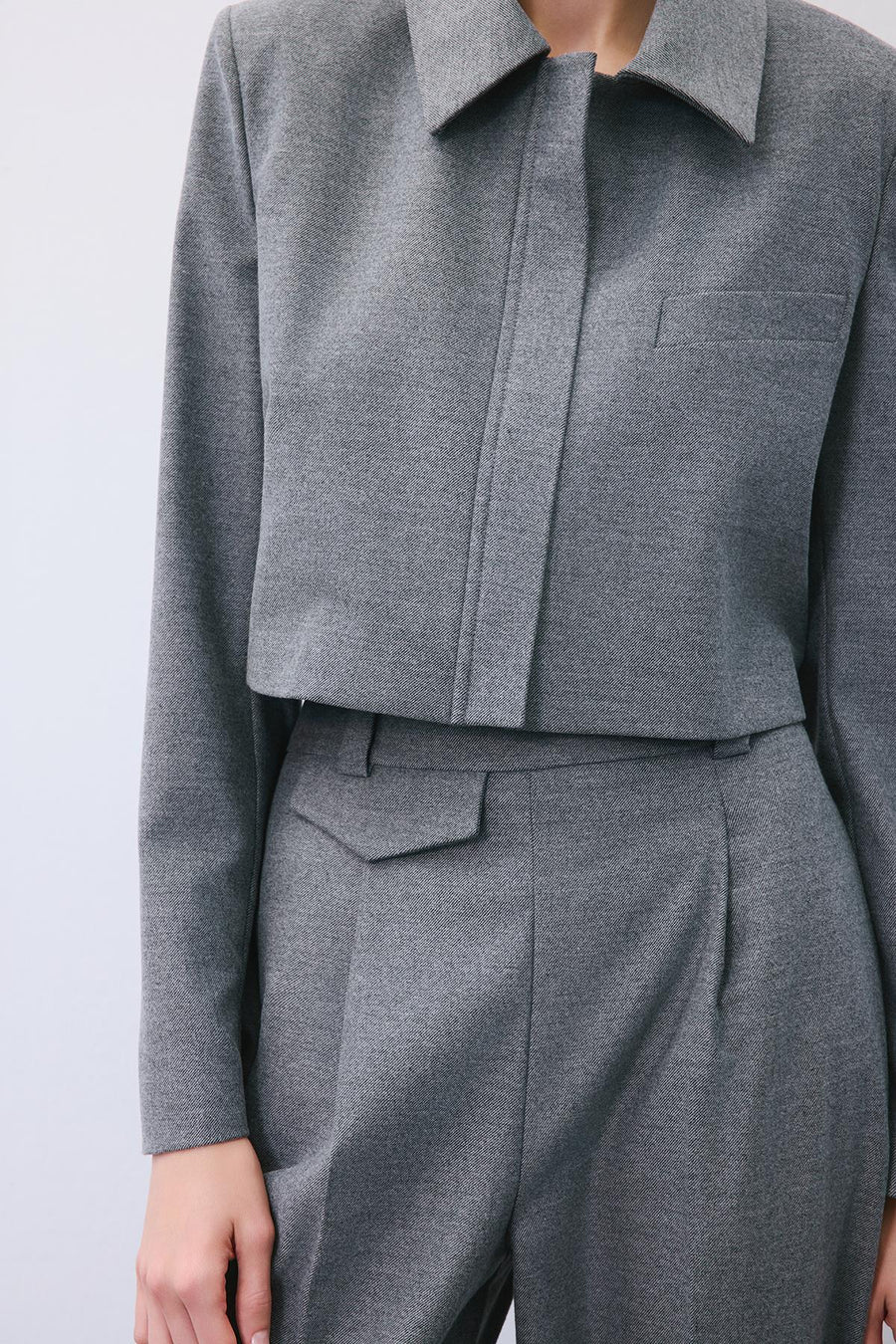 Wool-Blend Pleated High Waist Pants