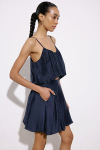 Navy High Waist Balloon Cut Mini  Skirt