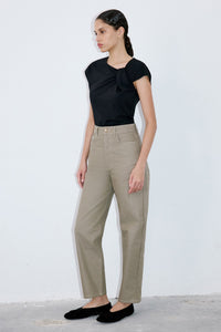 Mink High Waist Barrel Fit  Trousers