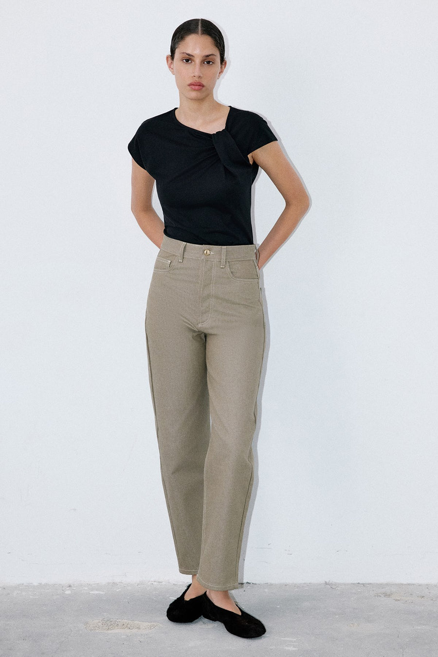High Waist Barrel Fit  Trousers