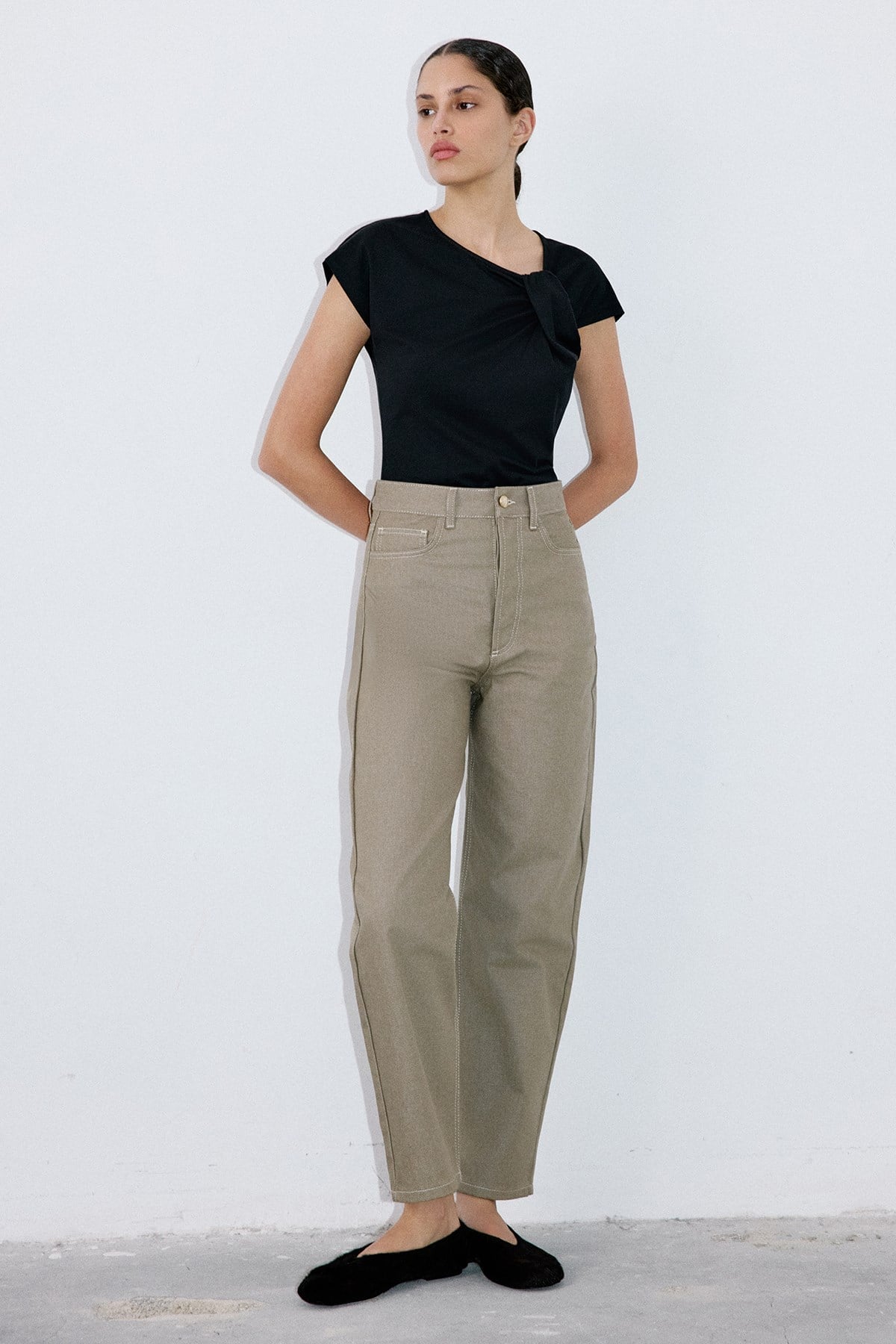 High Waist Barrel Fit  Trousers