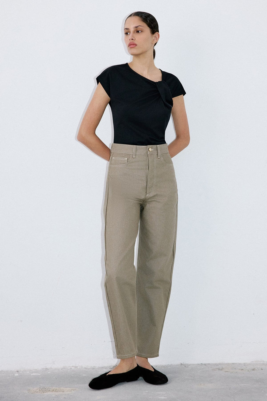 High Waist Barrel Fit  Trousers