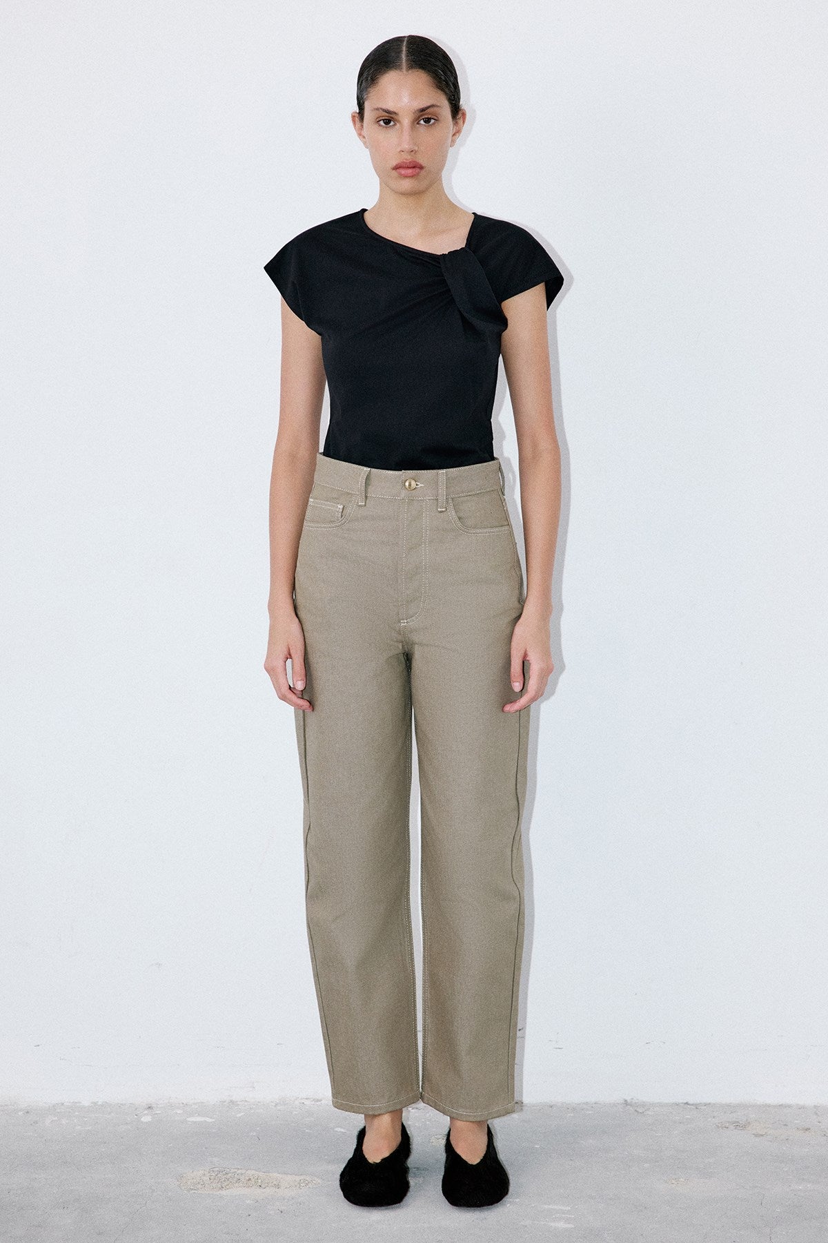 High Waist Barrel Fit  Trousers