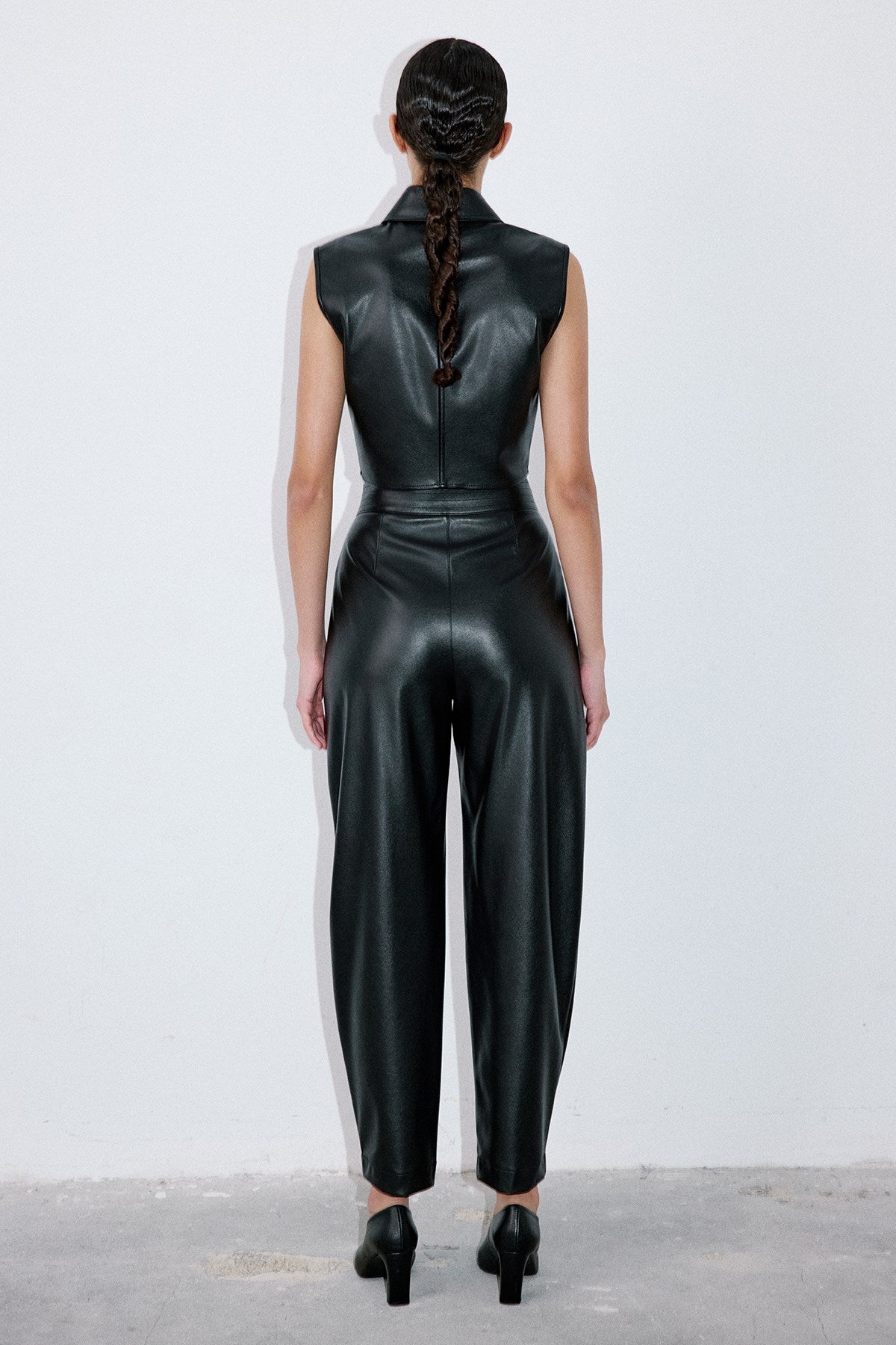 High Waist Faux Leather Balloon Fit  Trousers