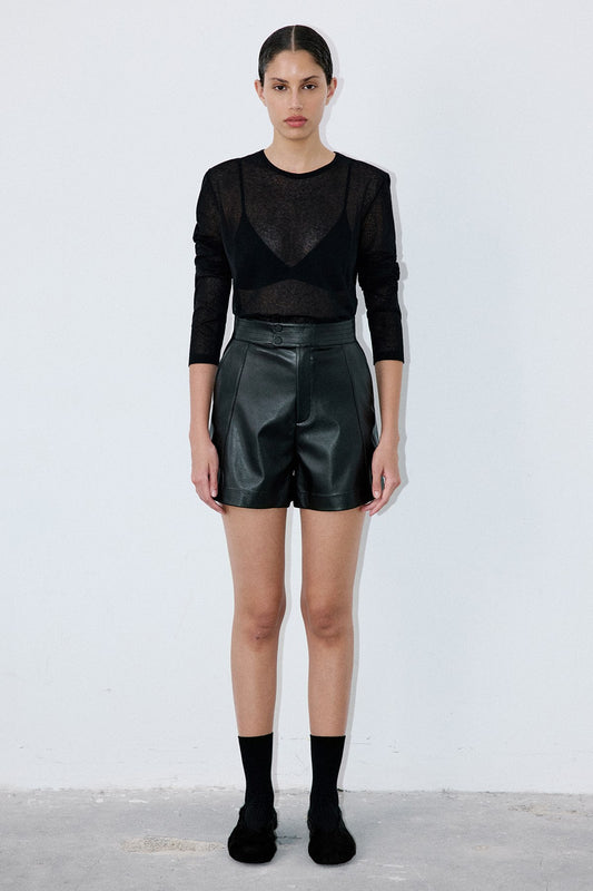 High Waist Faux Leather  Shorts