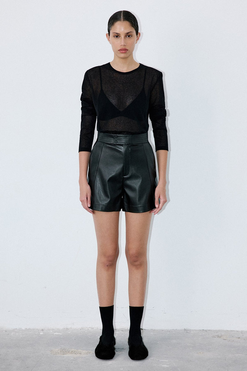 High Waist Faux Leather  Shorts