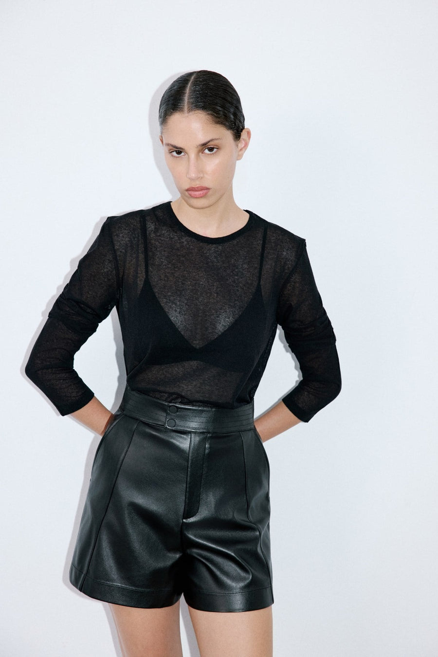 High Waist Faux Leather  Shorts