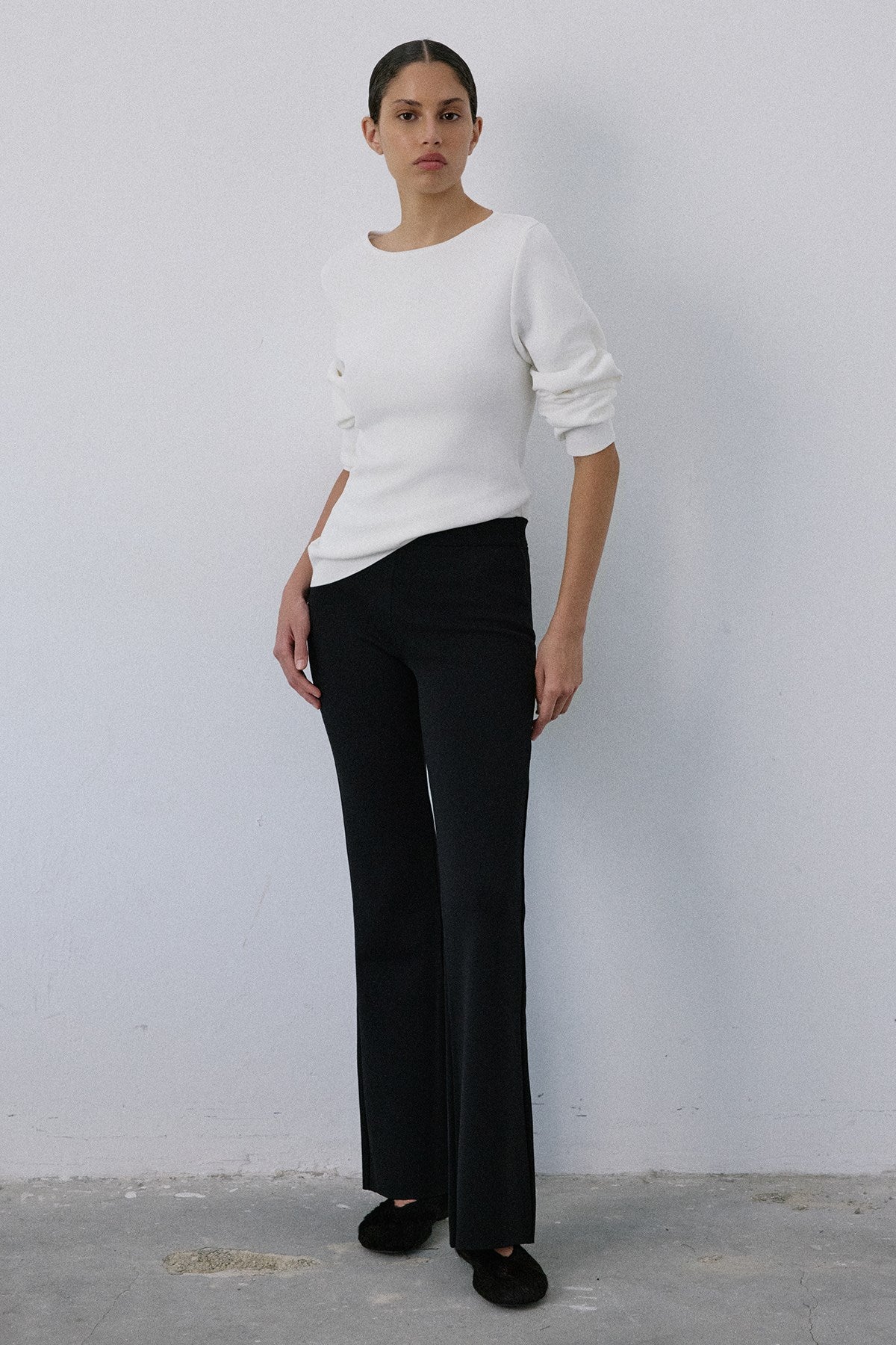 High Waist Flared Knit  Trousers