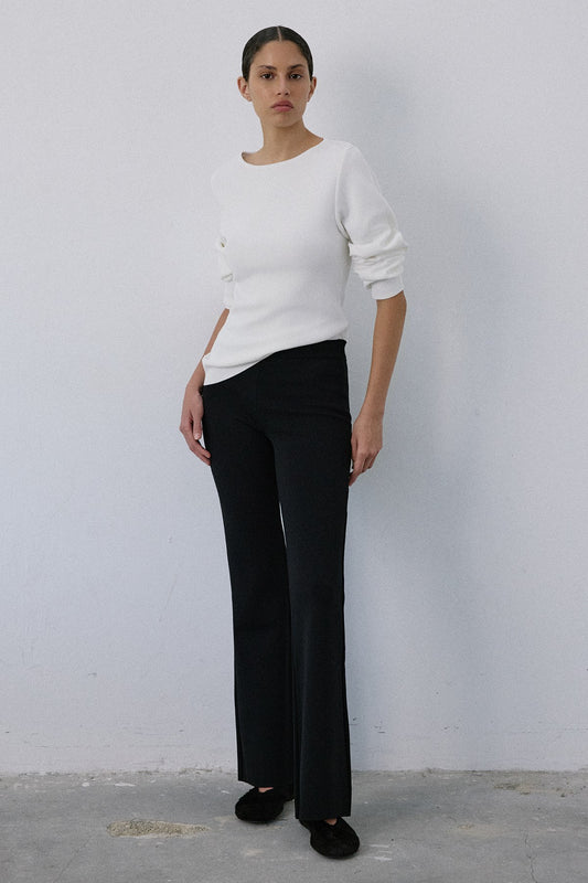 High Waist Flared Knit  Trousers