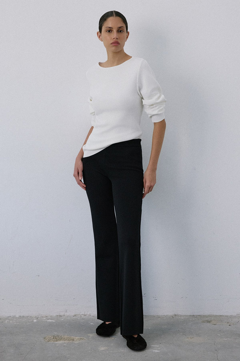 High Waist Flared Knit  Trousers