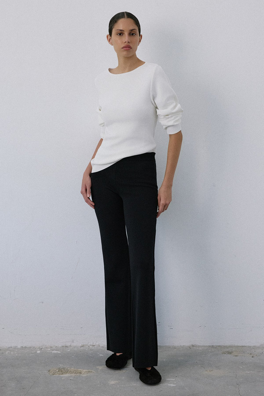 High Waist Flared Knit  Trousers