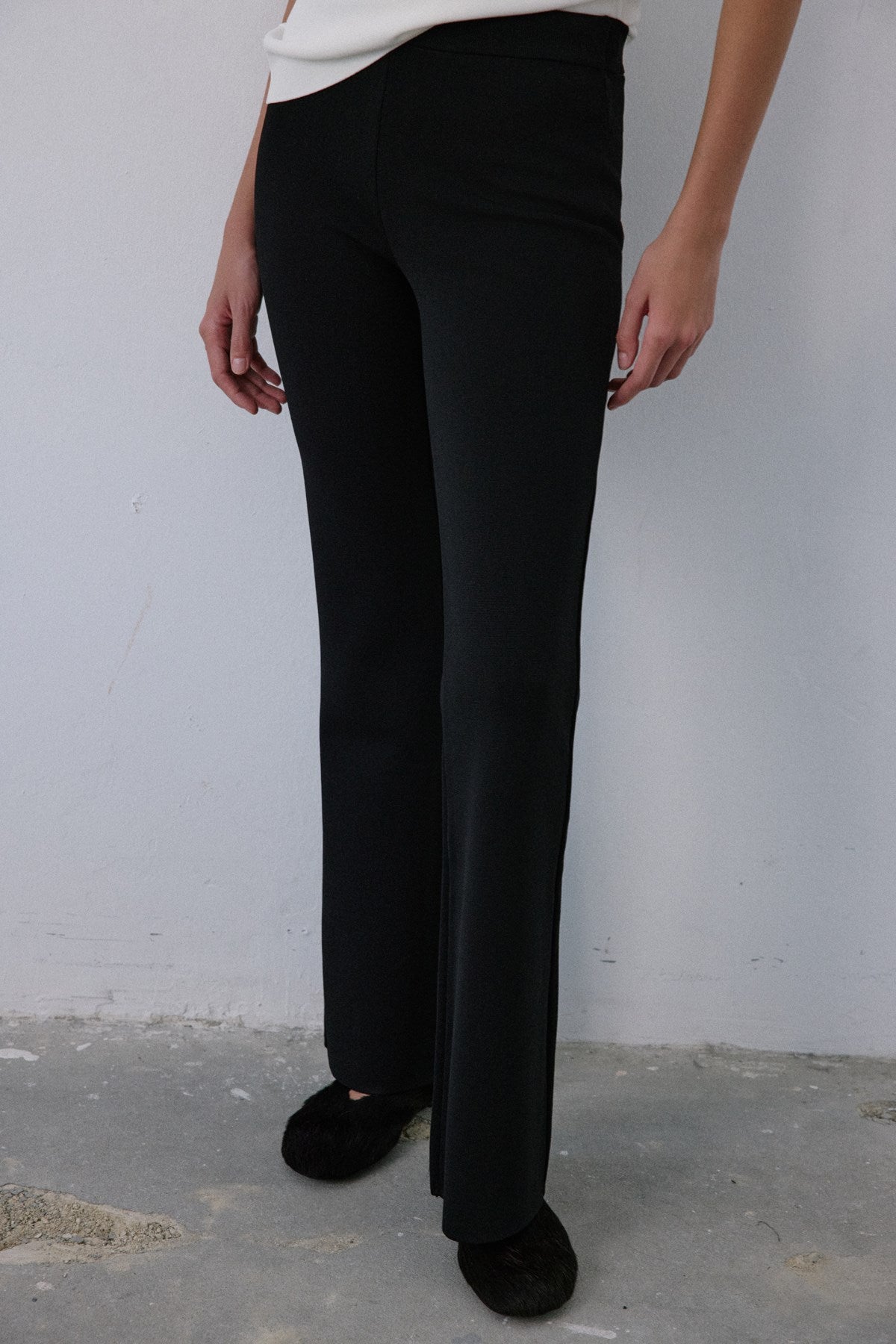 High Waist Flared Knit  Trousers