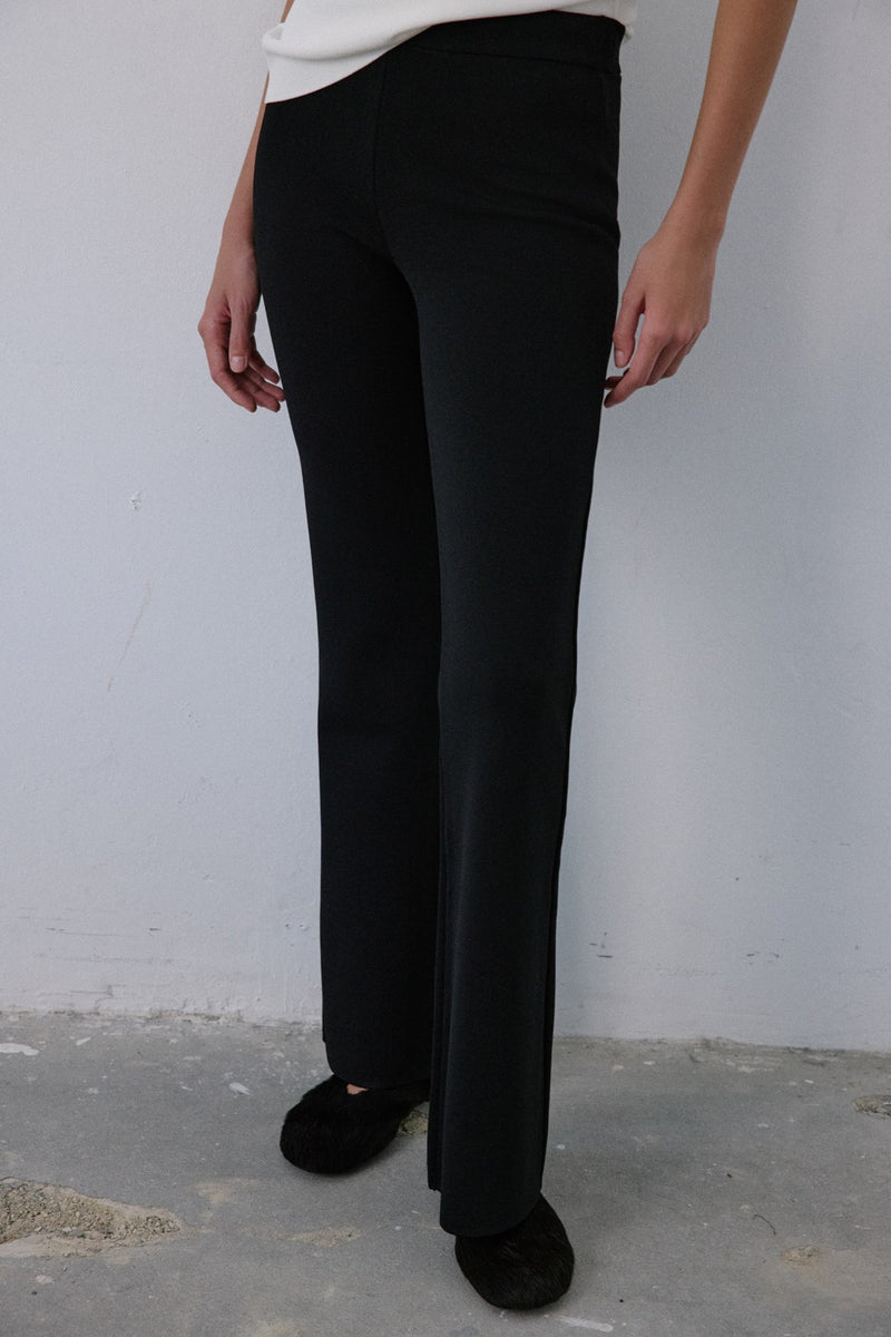 High Waist Flared Knit  Trousers