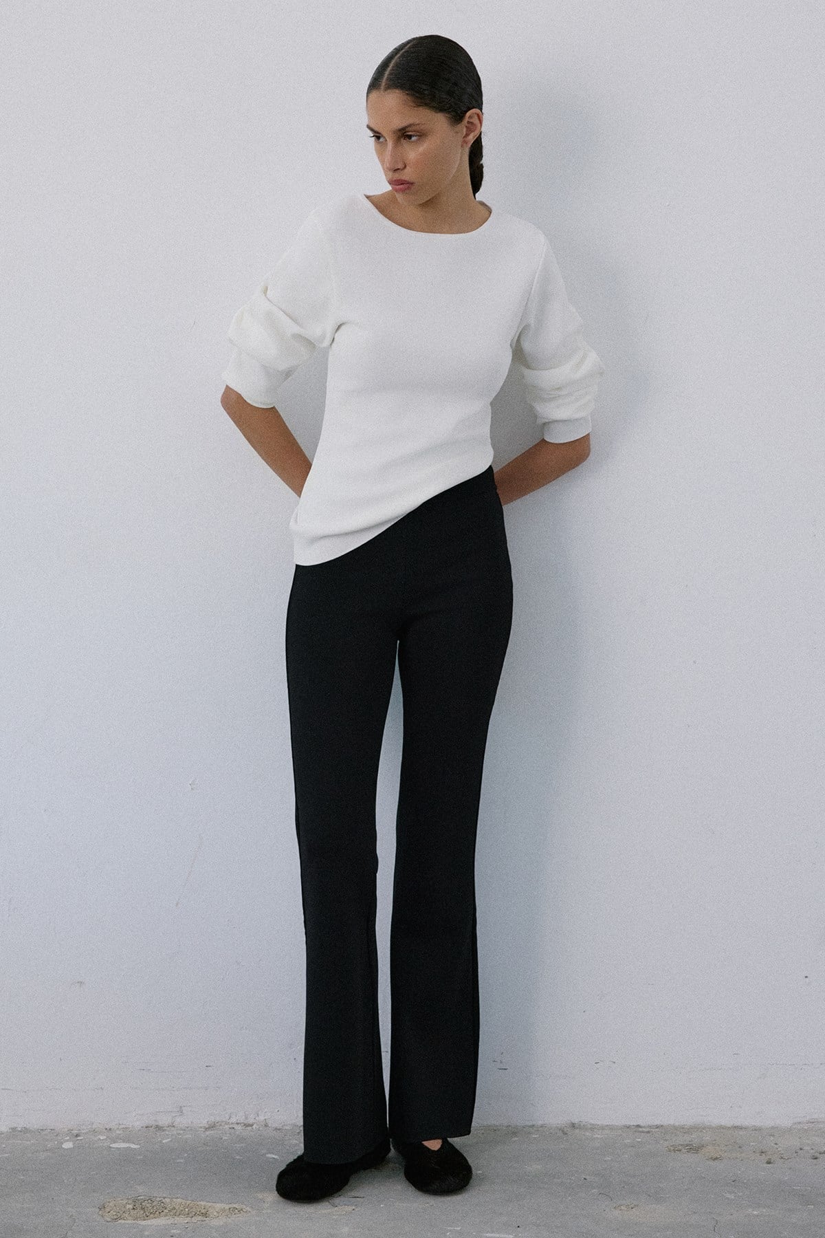 High Waist Flared Knit  Trousers
