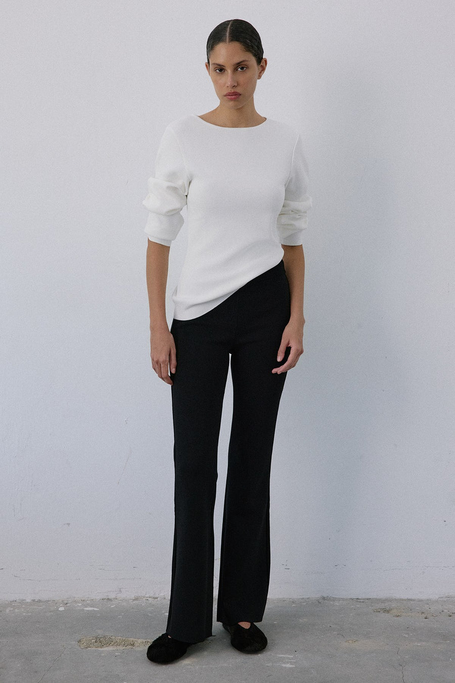 High Waist Flared Knit  Trousers