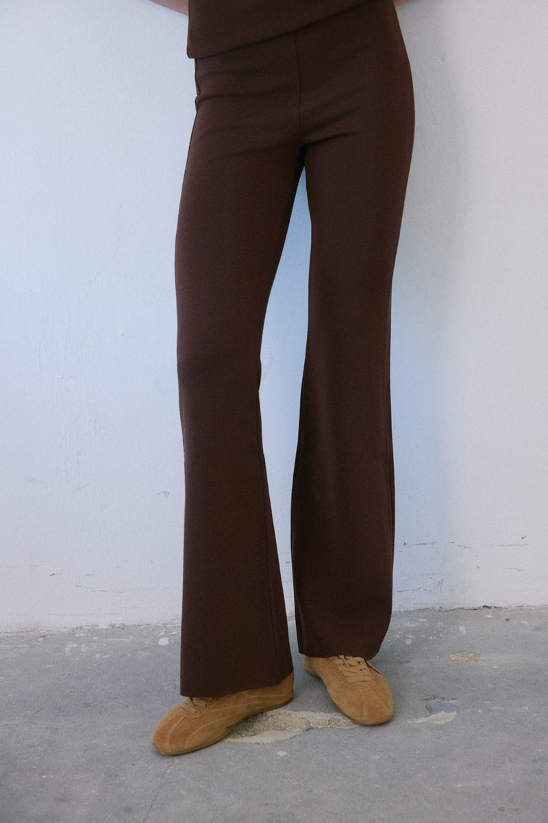 High Waist Flared Knit  Trousers