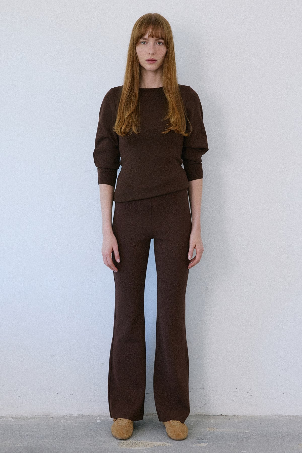 High Waist Flared Knit  Trousers