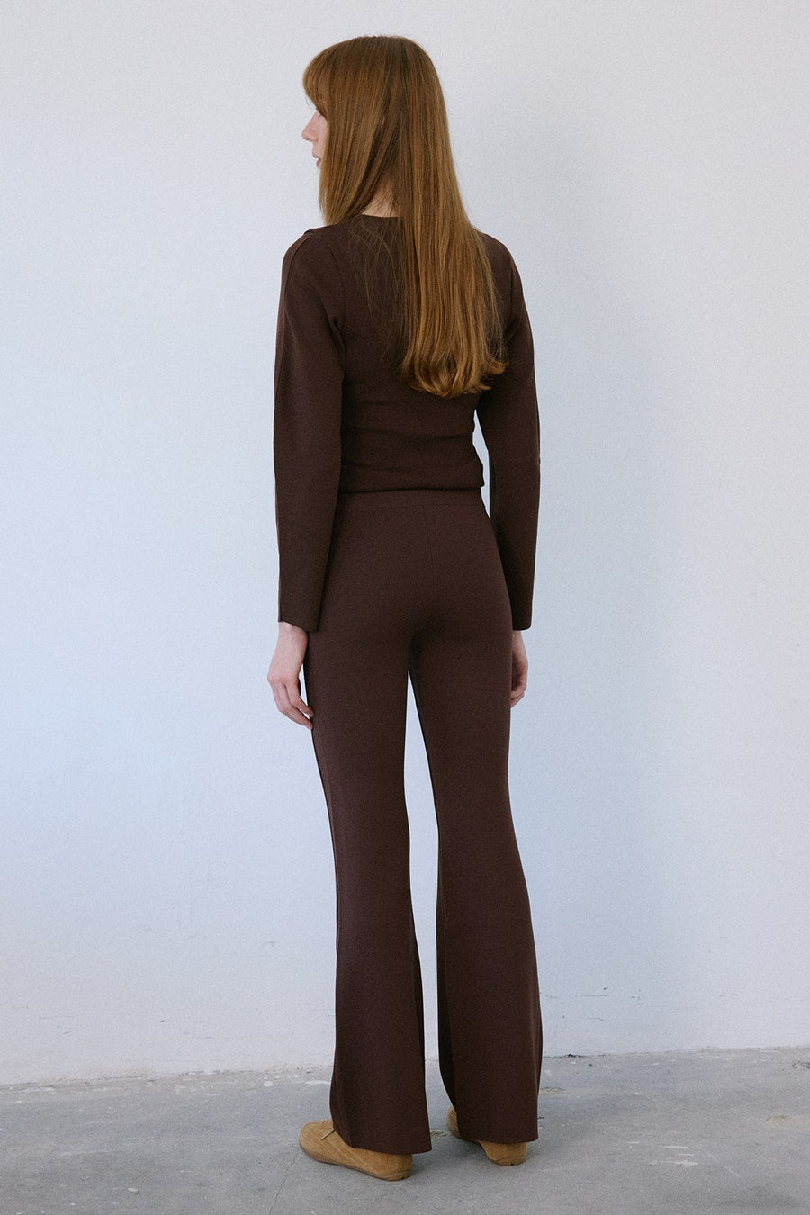 High Waist Flared Knit  Trousers