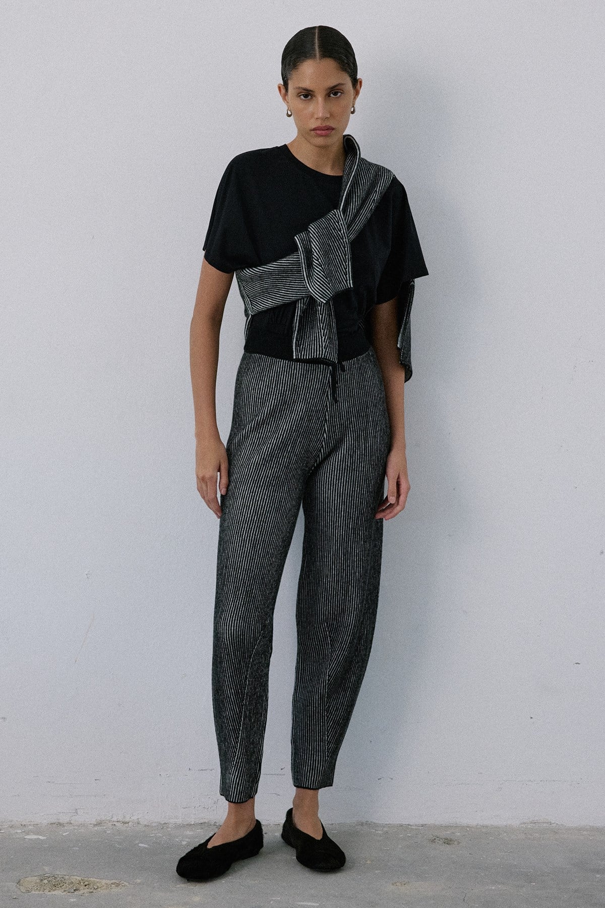 High Waist Knit Balloon Fit  Trousers