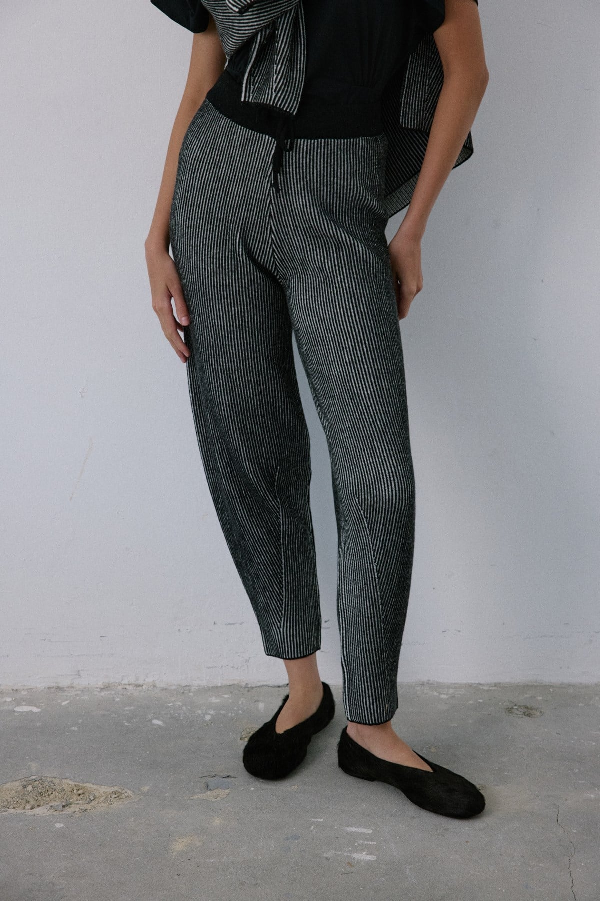 High Waist Knit Balloon Fit  Trousers