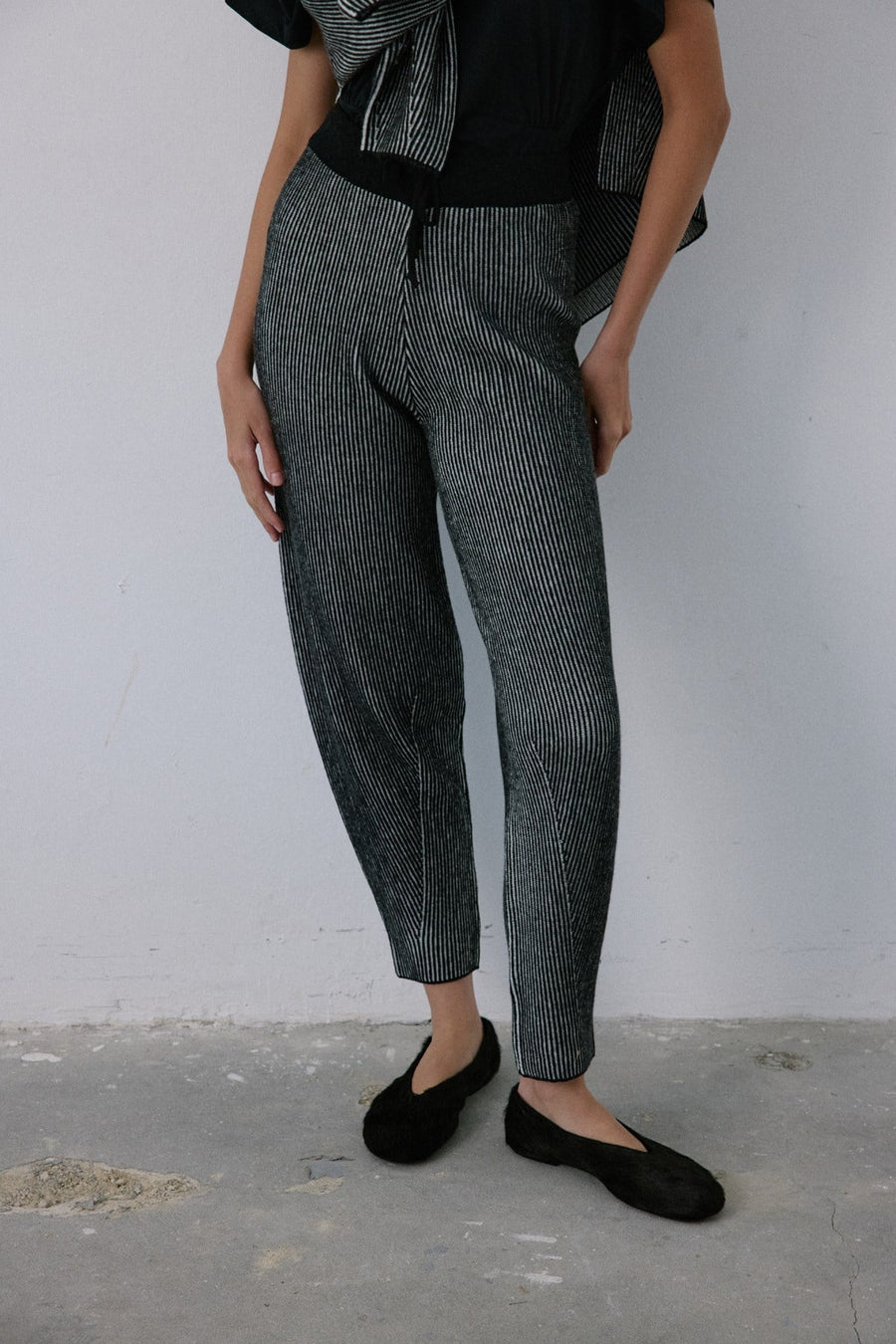 High Waist Knit Balloon Fit  Trousers