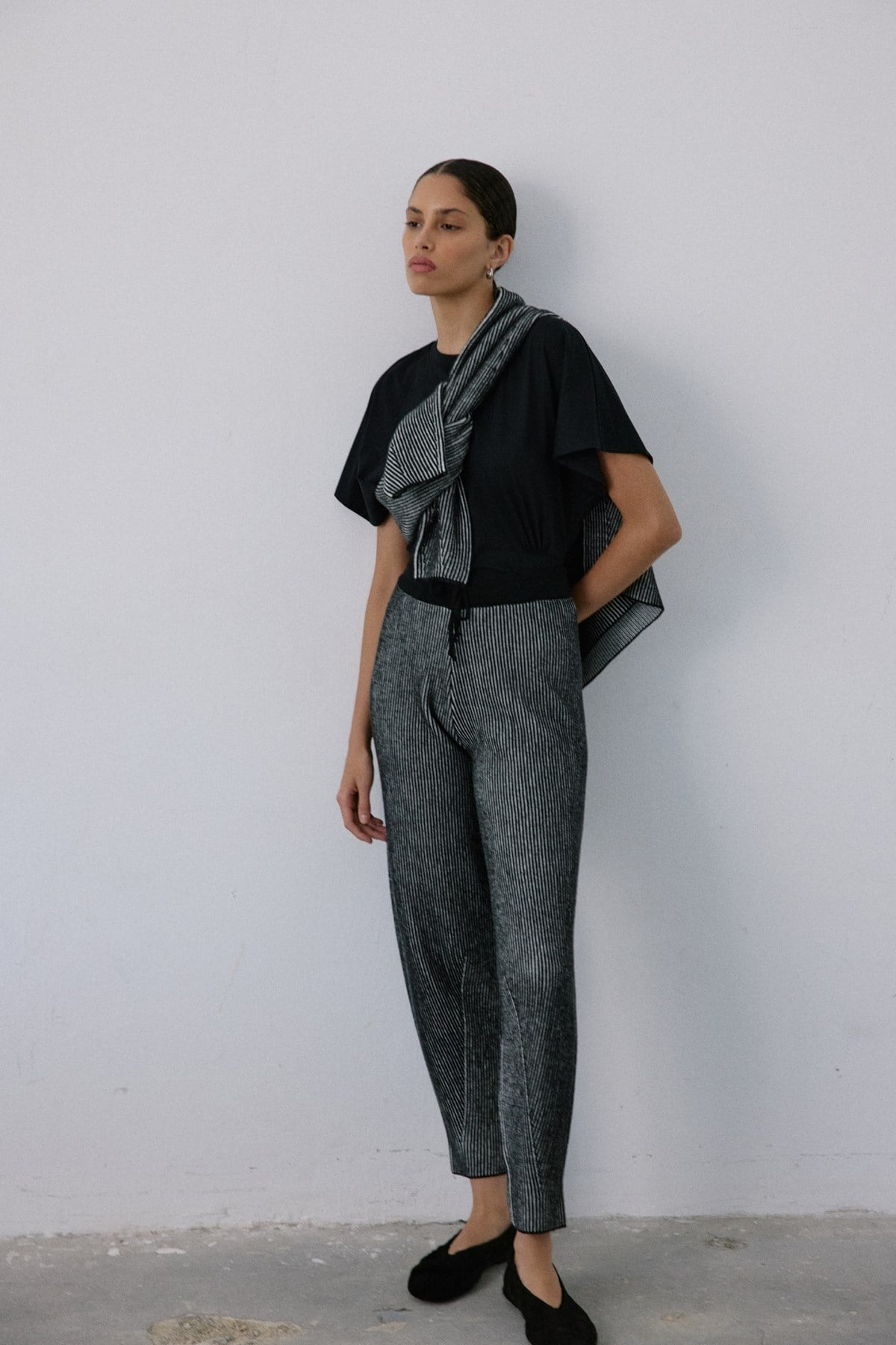 High Waist Knit Balloon Fit  Trousers