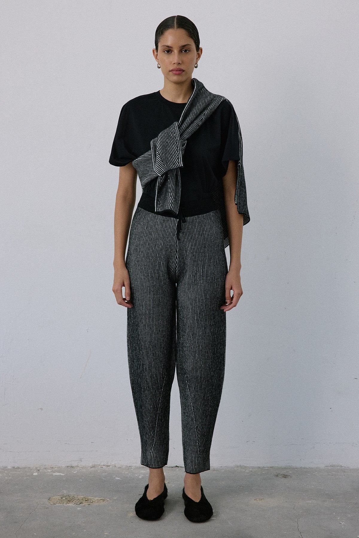 High Waist Knit Balloon Fit  Trousers