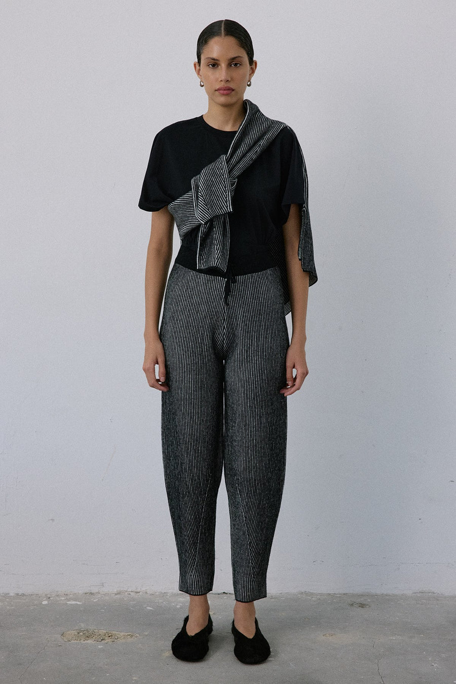 High Waist Knit Balloon Fit  Trousers