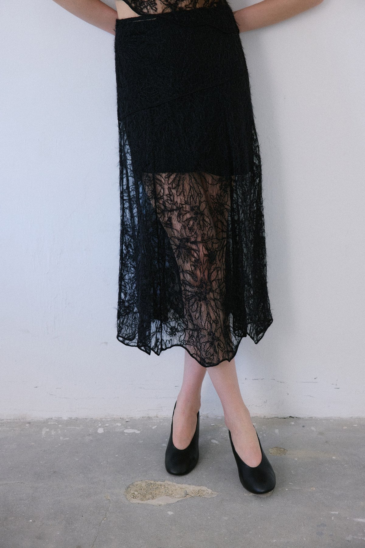 High Waist Lace Midi  Skirt