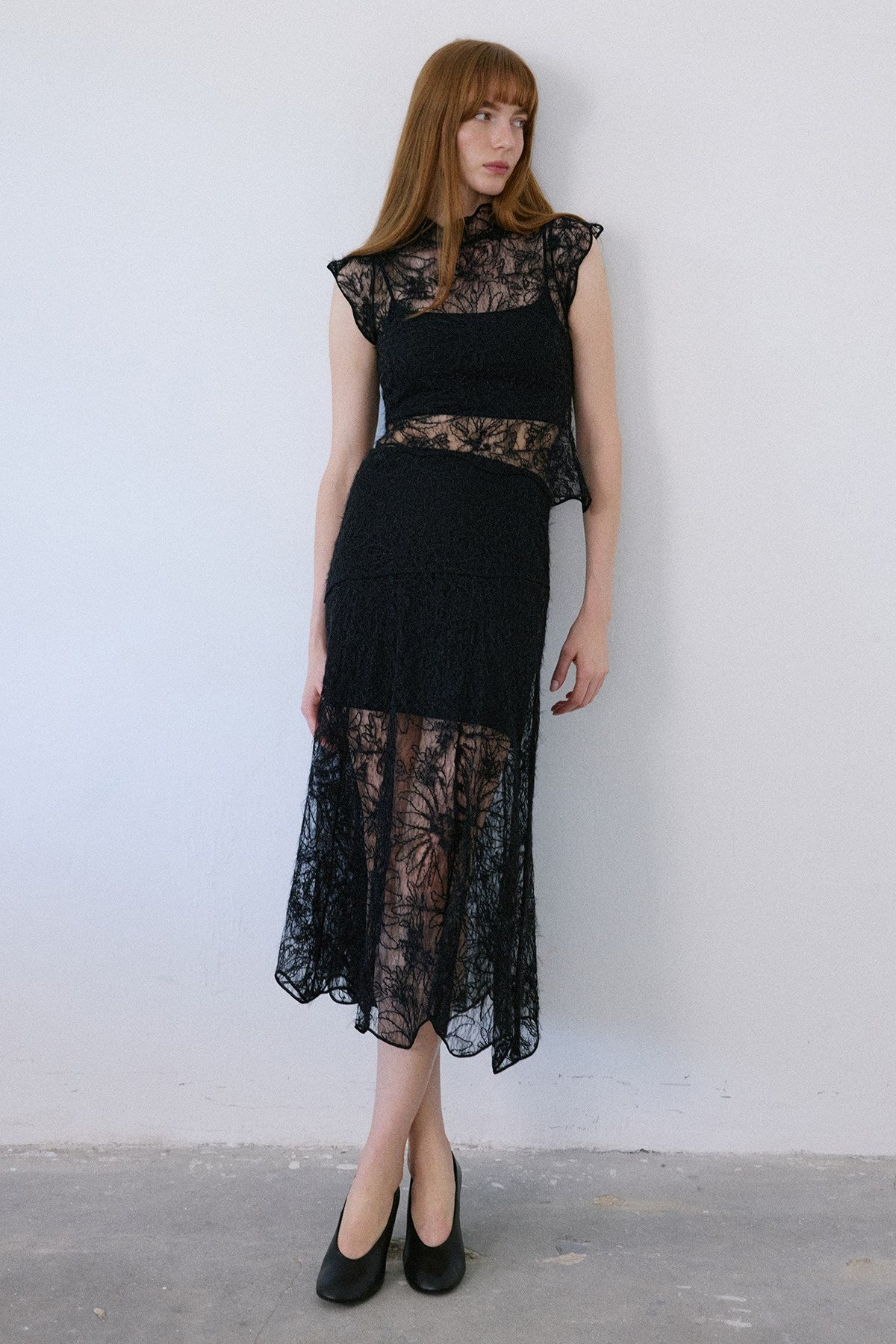 High Waist Lace Midi  Skirt