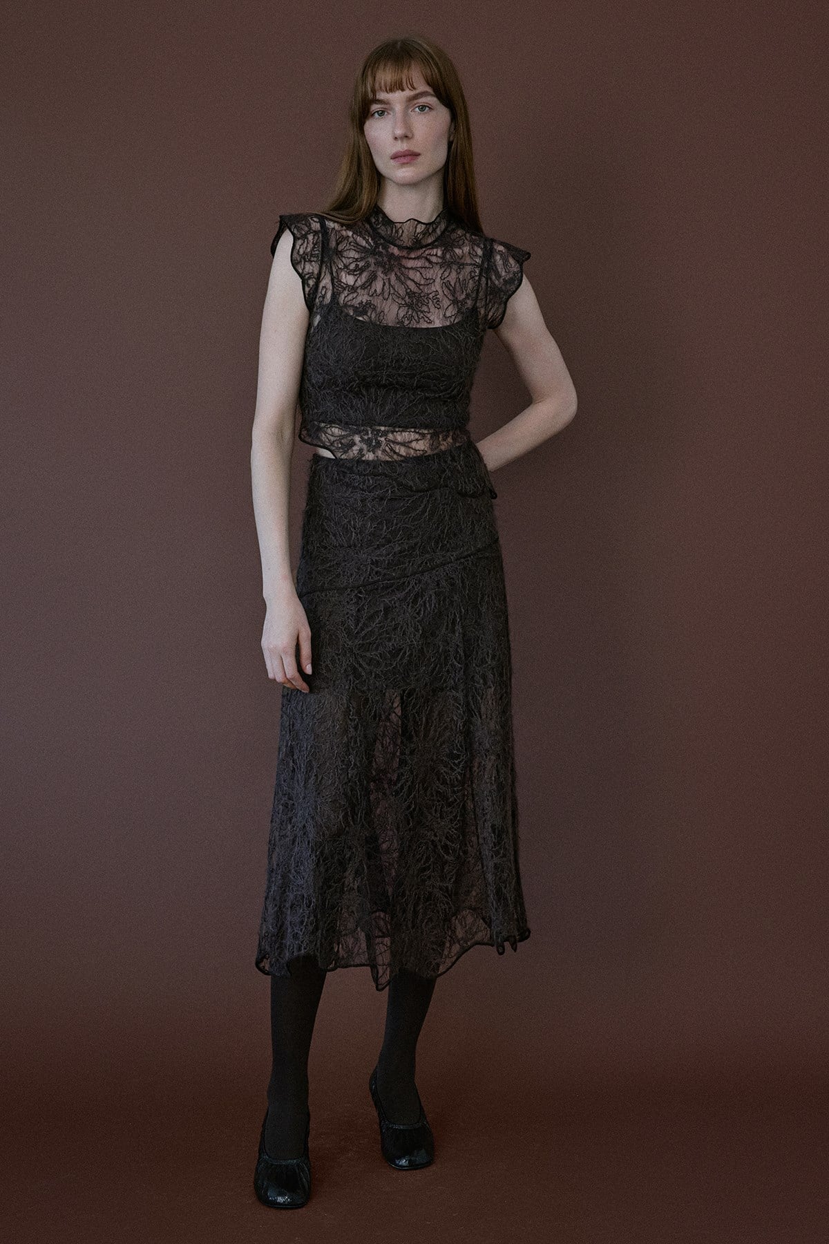 High Waist Lace Midi  Skirt