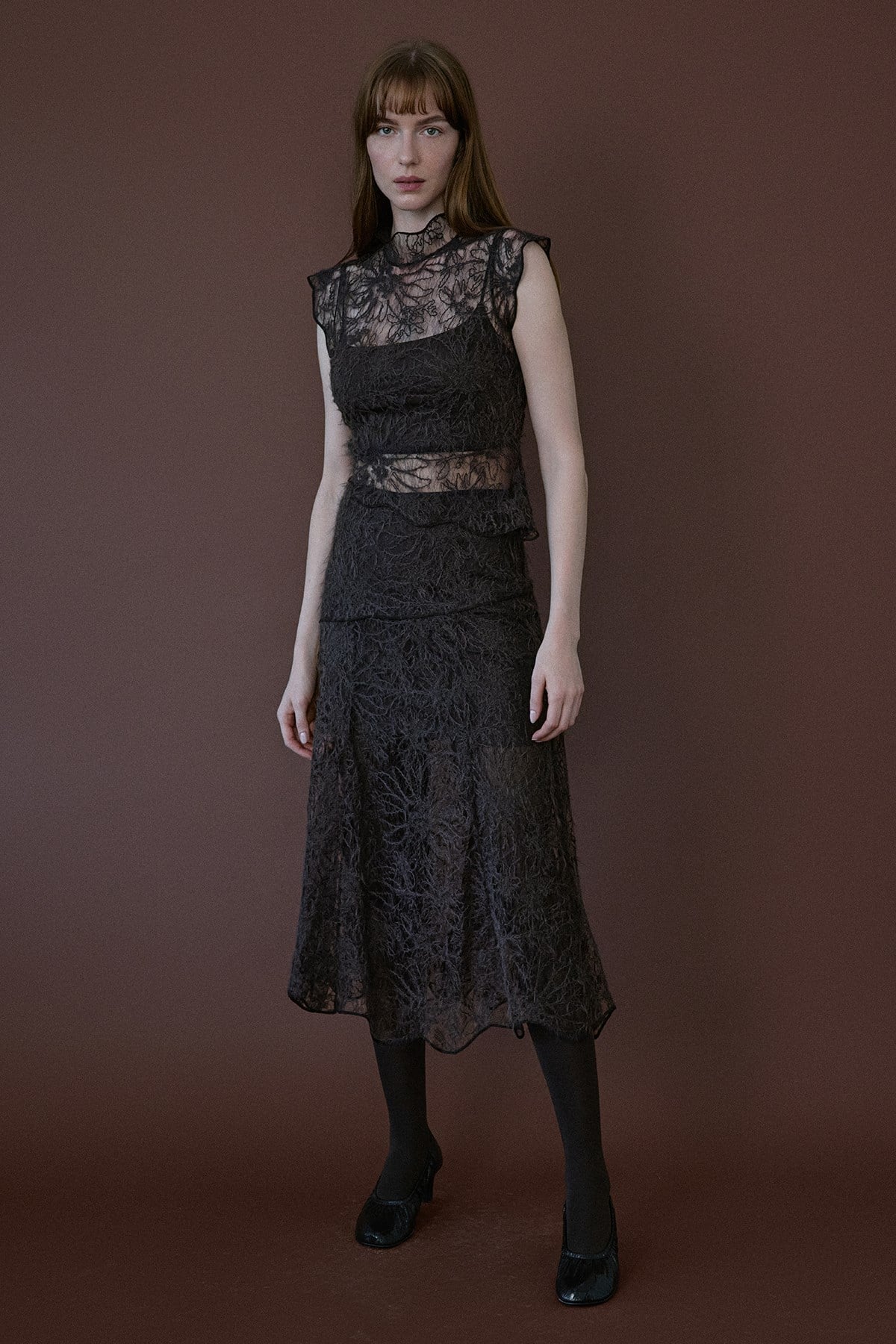 High Waist Lace Midi  Skirt