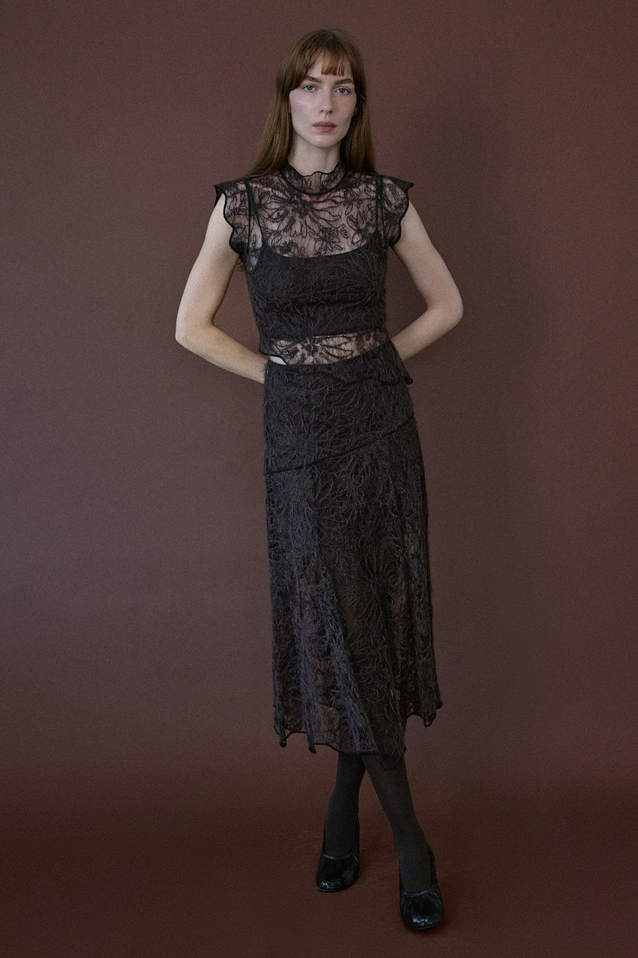 High Waist Lace Midi  Skirt