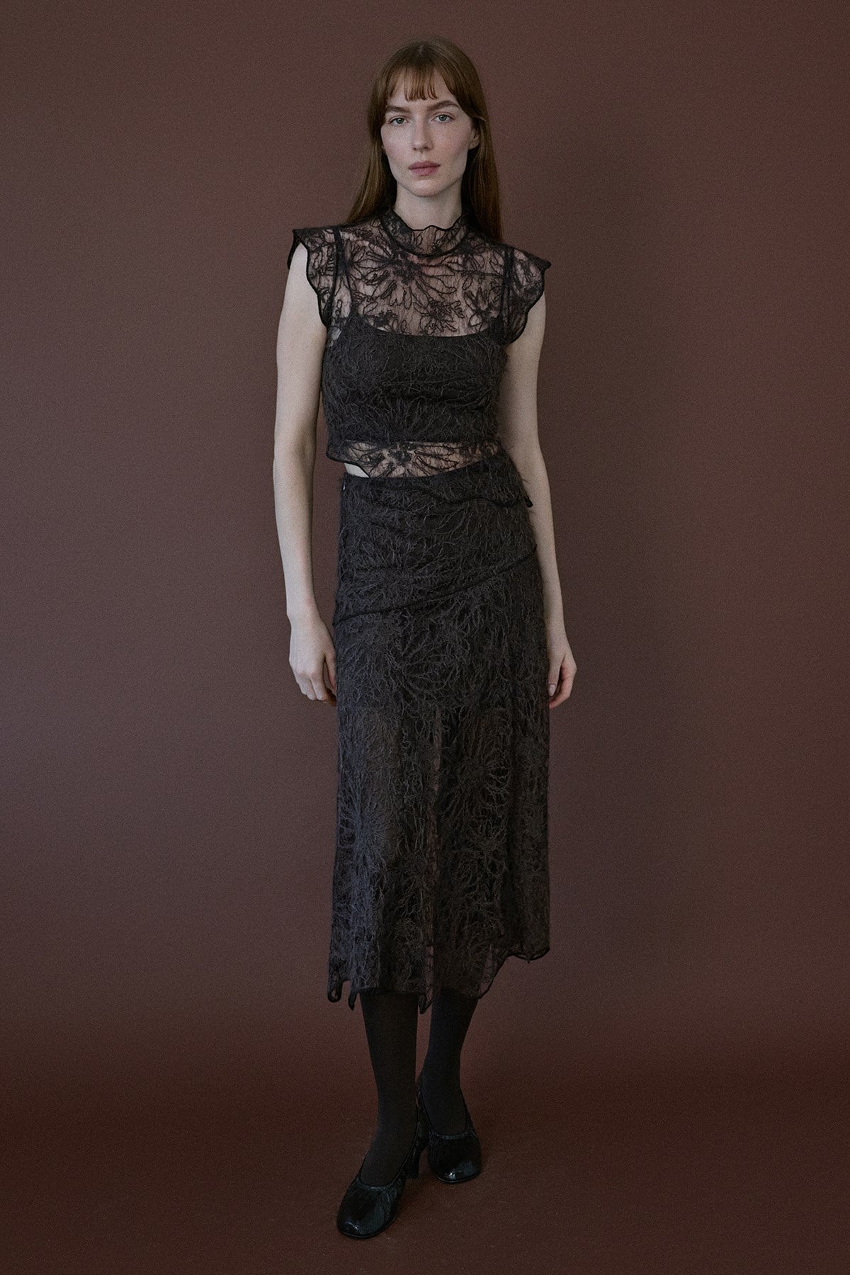 High Waist Lace Midi  Skirt