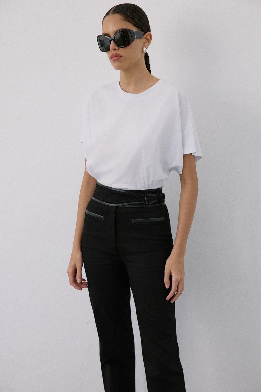 High Waist Leather Detailed  Trousers