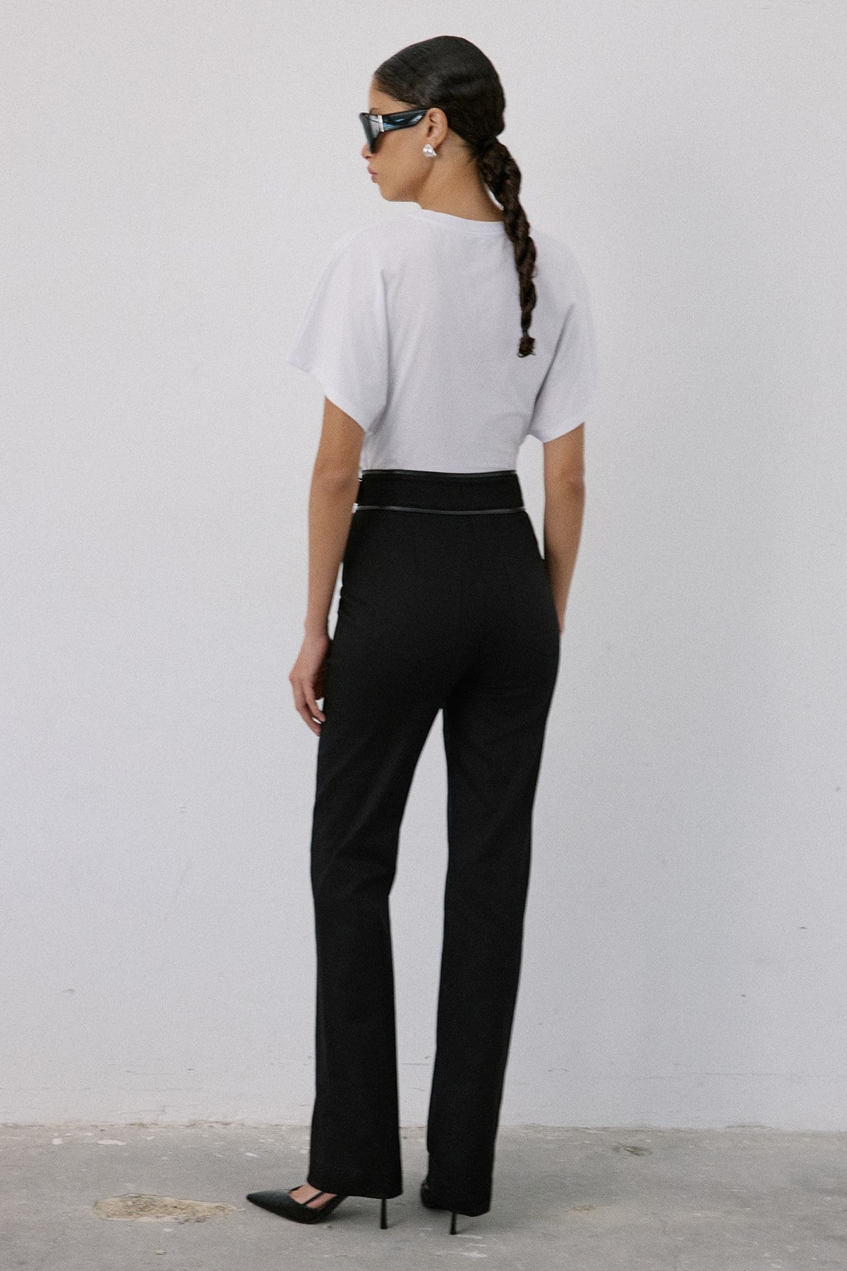High Waist Leather Detailed  Trousers