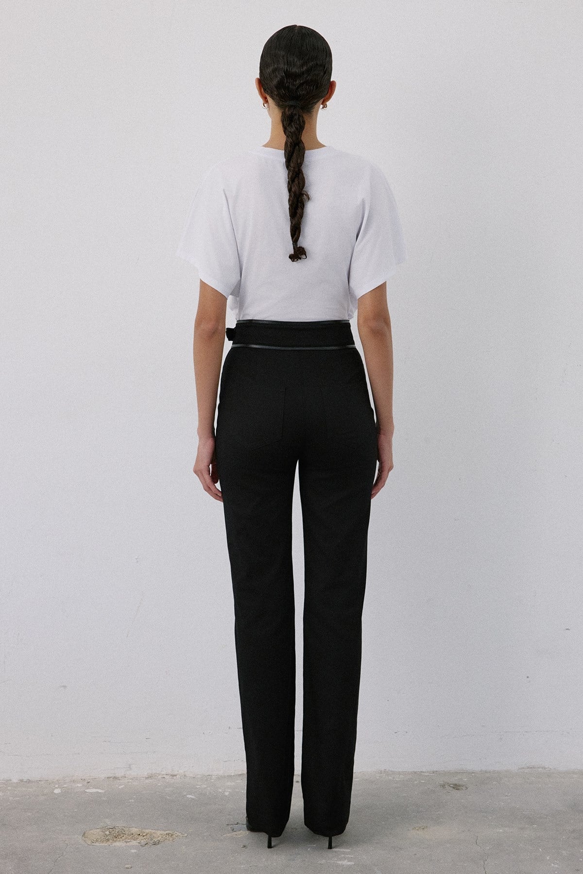 High Waist Leather Detailed  Trousers