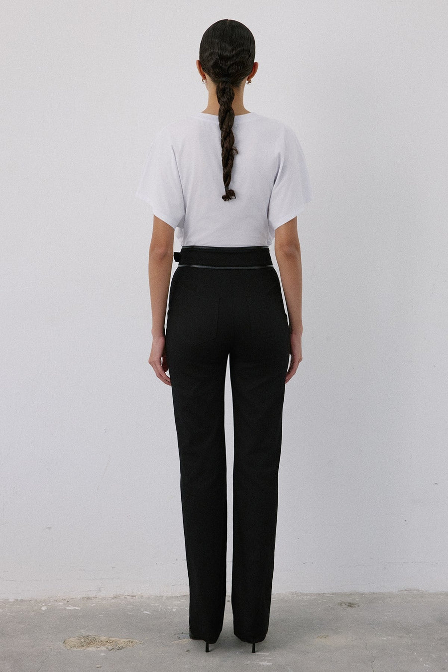 High Waist Leather Detailed  Trousers