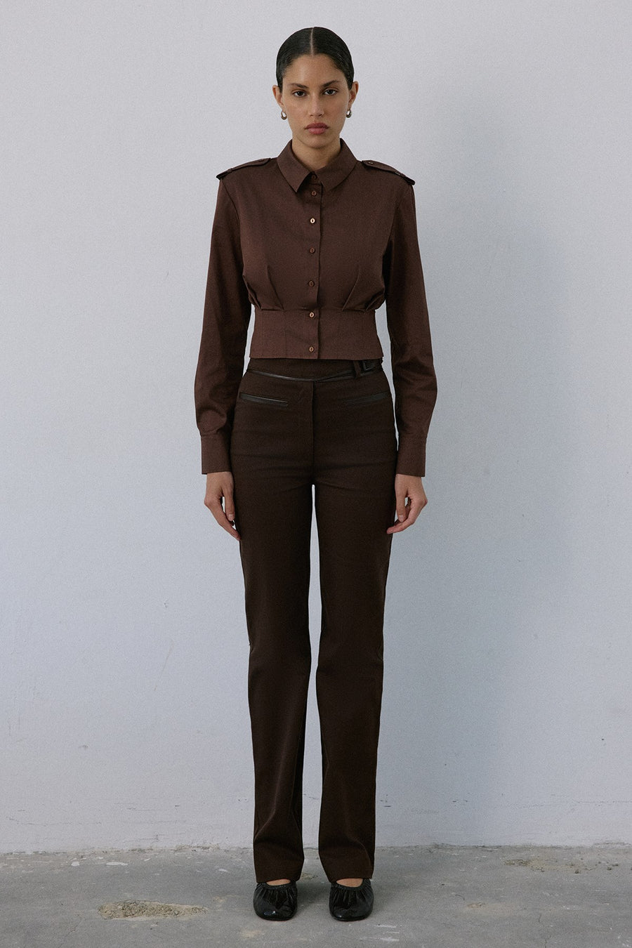 High Waist Leather Detailed  Trousers